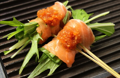 サーモンと水菜のみぞれ醤油